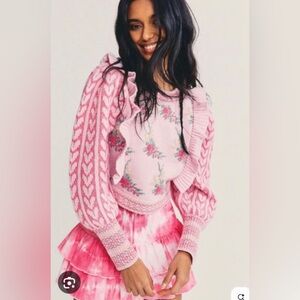 LoveShackFancy Warwick in first blush pink multi Sz S